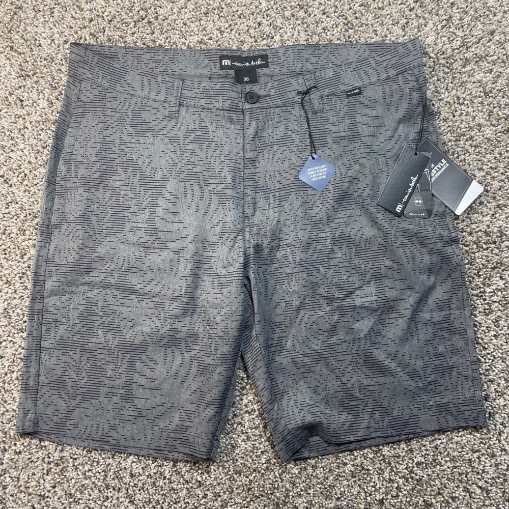 Travis Mathew Mens Shorts Size 36 Gray Patterned Stretch Golf Casual Performance